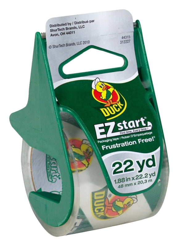 Duck 393185 Packaging Tape, 22.2 yd L, Clear, 1.88 in W, 2.6 mil THK