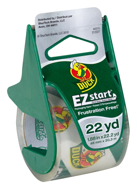 Duck 393185 Packaging Tape, 22.2 yd L, Clear, 1.88 in W, 2.6 mil THK