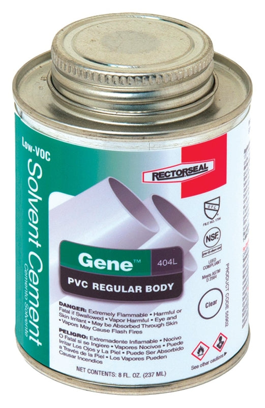 Rectorseal Gene 404L 55902 Solvent Cement, 0.5 pt Can, Liquid, Clear