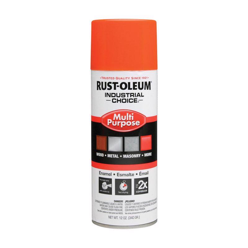 Rust-Oleum Industrial Choice Gloss OSHA Safety Orange Multi-Purpose Enamel Spray 12 oz, Pack of 6