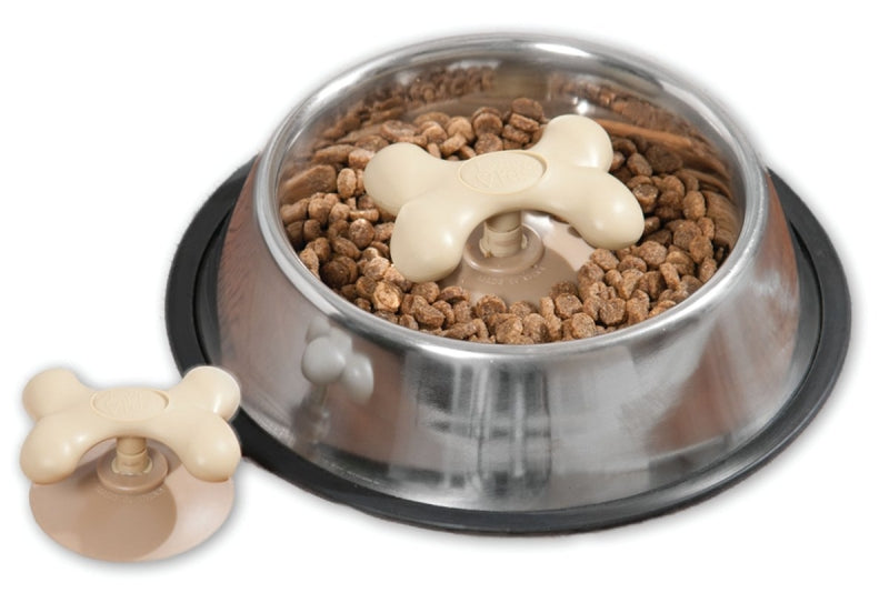 Loving Pets Gobblestopper 7310 Slow Feeder Bowl Insert, 8 in Dia, M, Beige