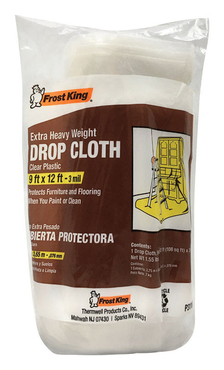Frost King 9 ft. W X 12 ft. L X 3 mil Plastic Drop Cloth 1 pk, Pack of 12
