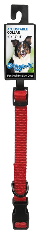 Digger's 2938001 Adjustable Collar, 12 to 18 in L Collar, 5/8 in W Collar, Red
