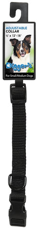 Boss Pet PDQ 2938003 Adjustable Dog Collar, 12 to 18 in L Collar, 5/8 in W Collar, Nylon, Black