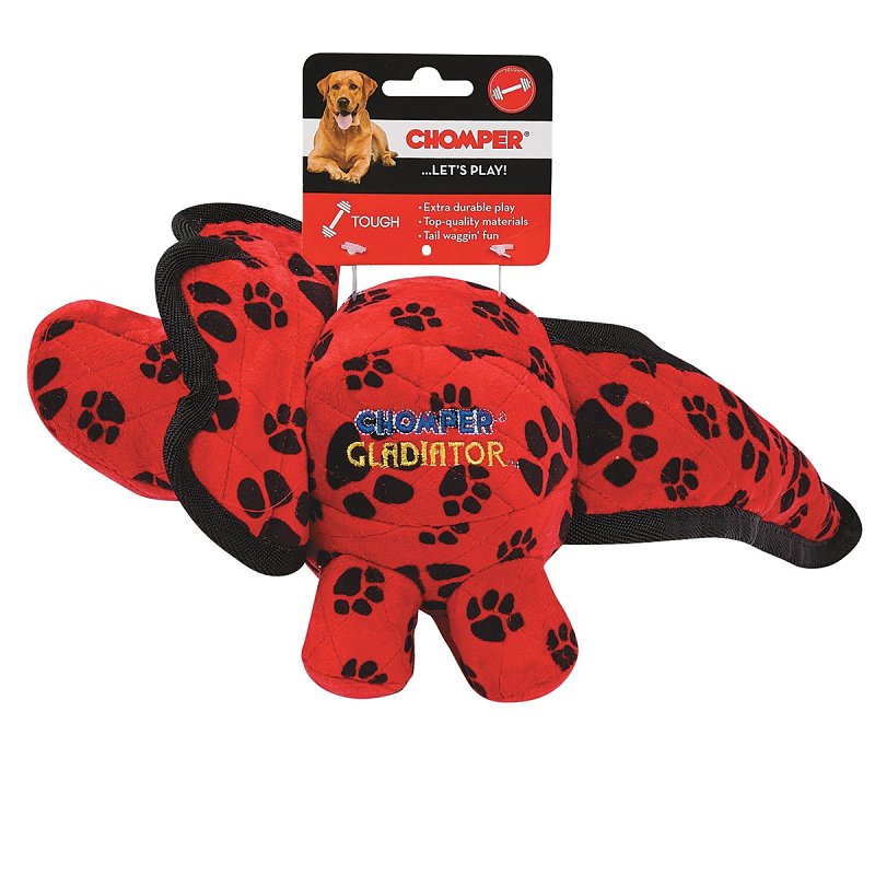 Chomper WB11516 Dog Toy, L, Gladiator Tuff Dino, Nylon/Plush, Assorted