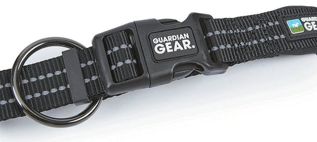 Guardian Gear ZA0006 12 30 Dog Collar, O-Ring Link, 12 to 30 in L Collar, Nylon, Jet Black
