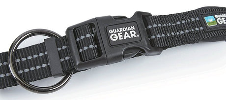 Guardian Gear ZA0006 16 30 Dog Collar, O-Ring Link, 16 to 30 in L Collar, Nylon, Jet Black