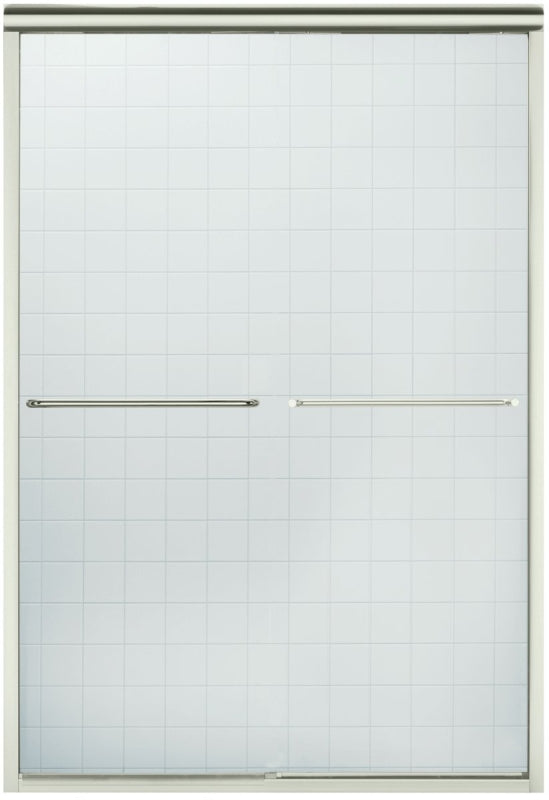 Sterling Finesse Series 5475-48N-G05 Shower Door, Nickel Frame, Clear Glass, Tempered Glass, Frameless Frame