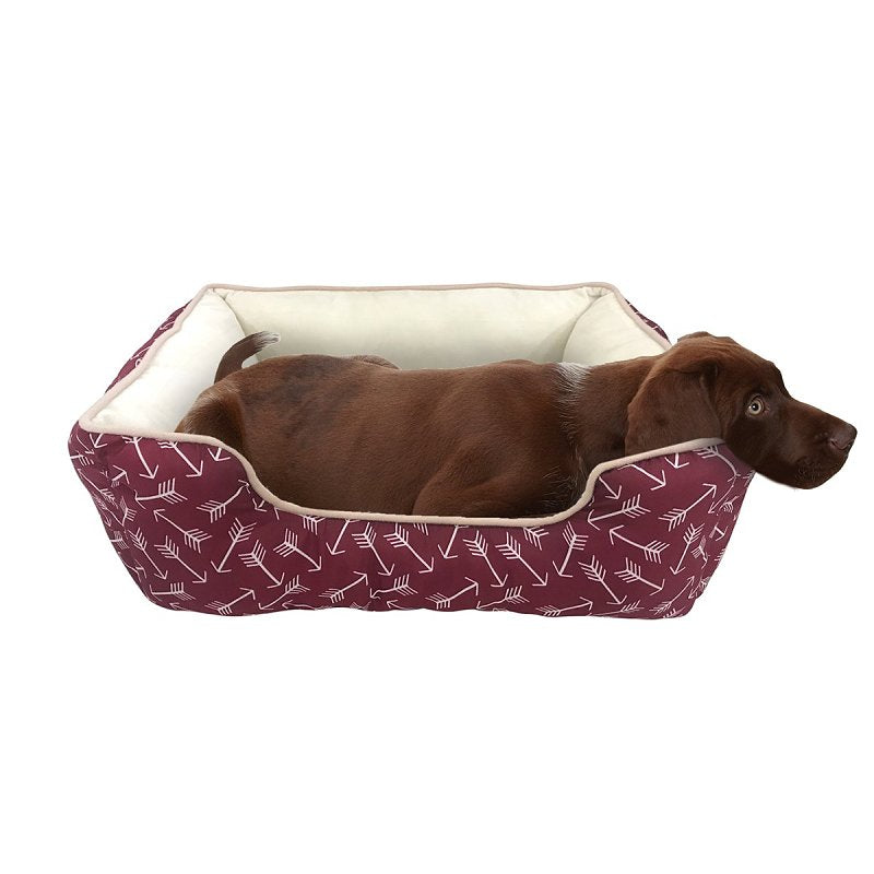 PetEdge Slumber Pet ZA2227 19 83 Cuddler Bed, 20 in L, 16 in W, Arrow Pattern, Polyester Fill, Sherpa Cover, Red