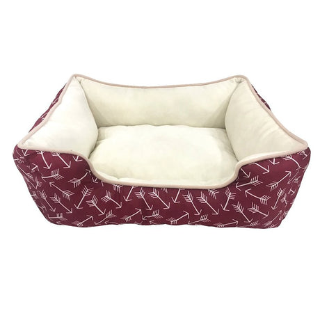 PetEdge Slumber Pet ZA2227 19 83 Cuddler Bed, 20 in L, 16 in W, Arrow Pattern, Polyester Fill, Sherpa Cover, Red