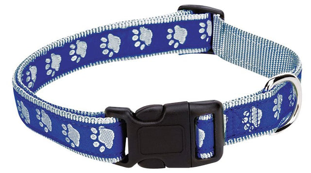 Casual Canine ZA8871 06 19 Dog Collar, 6 to 10 in L Collar, 3/8 in W Collar, Nylon, Blue, Two Tone Paw Print