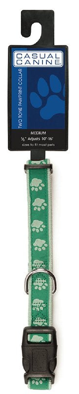 Casual Canine ZA8871 10 43 Dog Collar, 10 to 16 in L Collar, 5/8 in W Collar, Nylon, Green