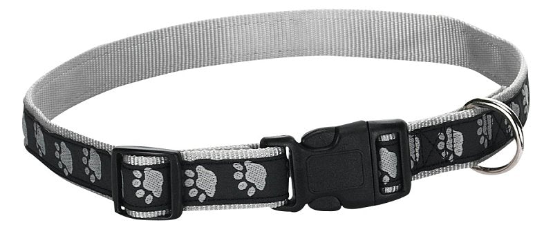 Casual Canine ZA8871 18 17 Dog Collar, 18 to 26 in L Collar, 1 in W Collar, Nylon, Black, Two Tone Paw Print