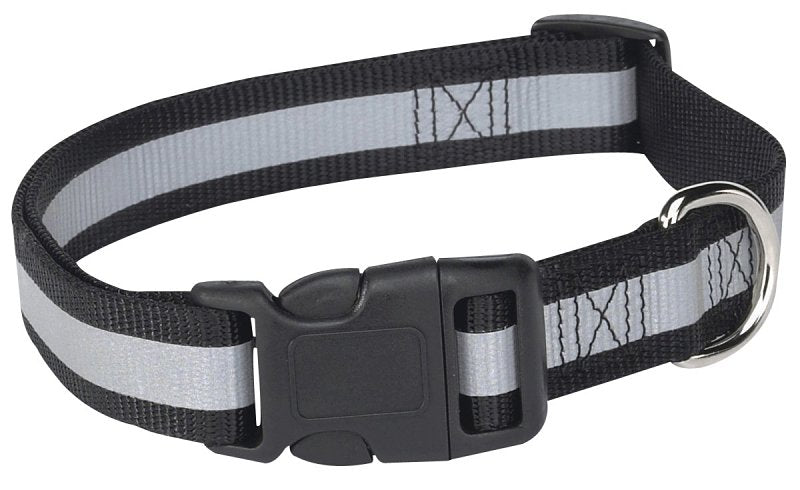 Guardian Gear ZA984 14 17 Dog Collar, 14 to 20 in L Collar, 5/8 in W Collar, Nylon, Black, Reflective Taping