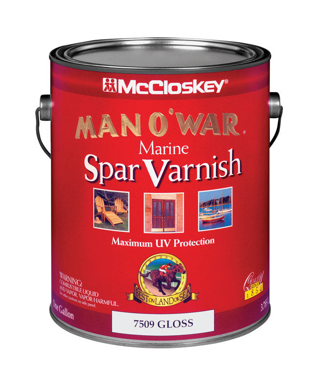 McCloskey Man O' War 080.0007509.007 Marine Spar Varnish, Gloss, Clear, Liquid, 1 gal, Pack of 2