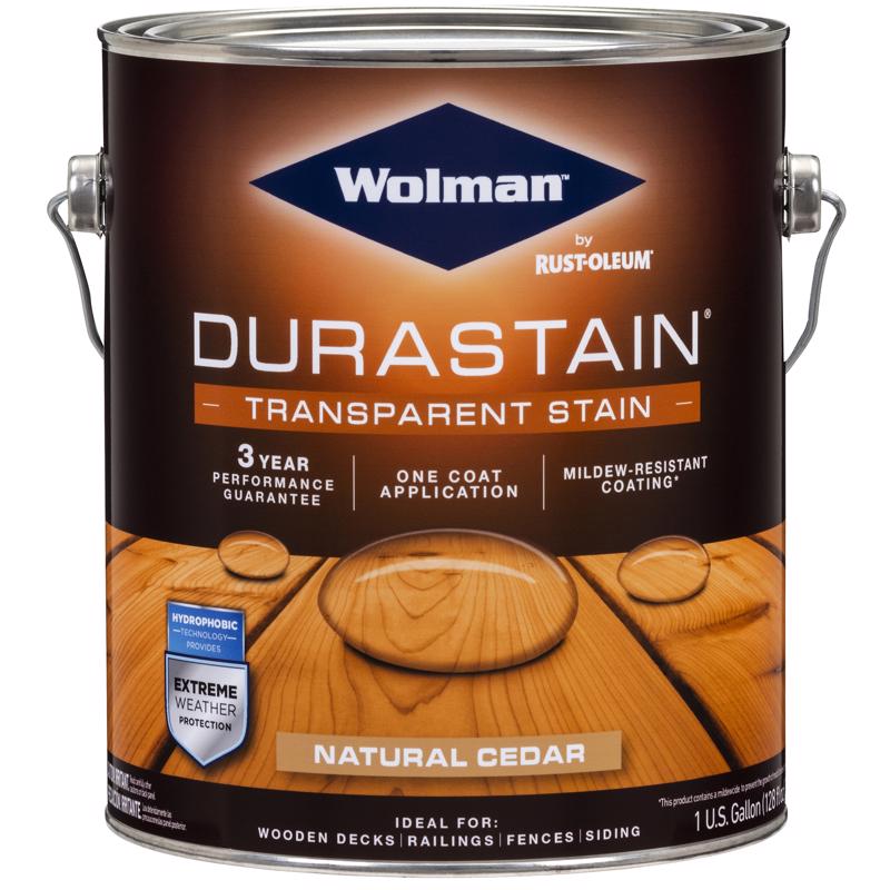 Wolman RainCoat Transparent Gloss Natural Cedar Water-Based Acrylic Copolymer One Coat Stain 1 gal, Pack of 4