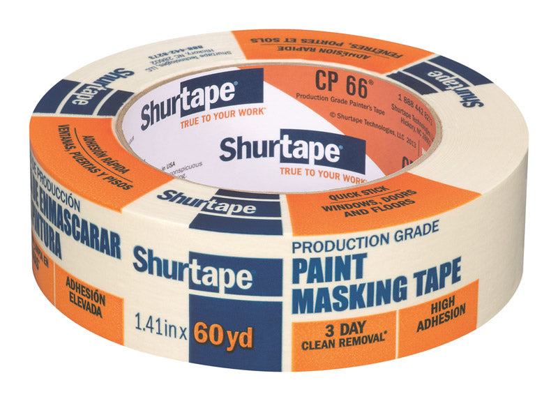 Shurtape 1.41 in. W X 60 yd L Tan High Strength Painter's Tape 1 pk, Pack of 24