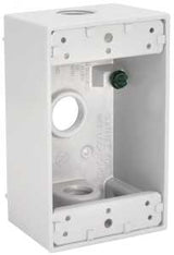Hubbell 5320-6 Weatherproof Box, 18.3 cu-in, 3-Outlet, 1-Gang, Aluminum, White, Powder-Coated