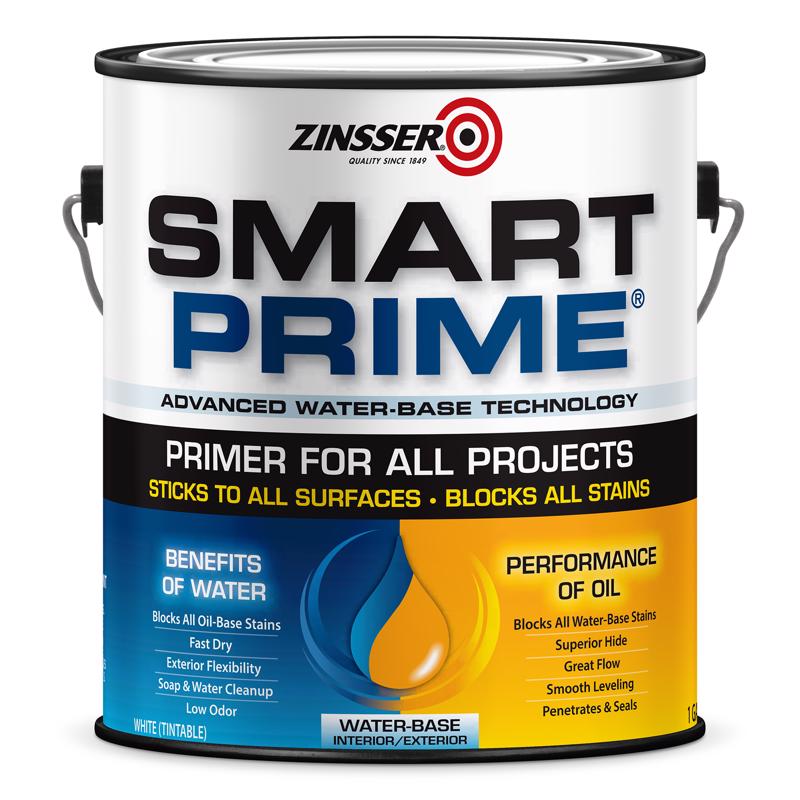 Zinsser Smart Prime White Smooth Water-Based Acrylic Primer 1 gal, Pack of 2