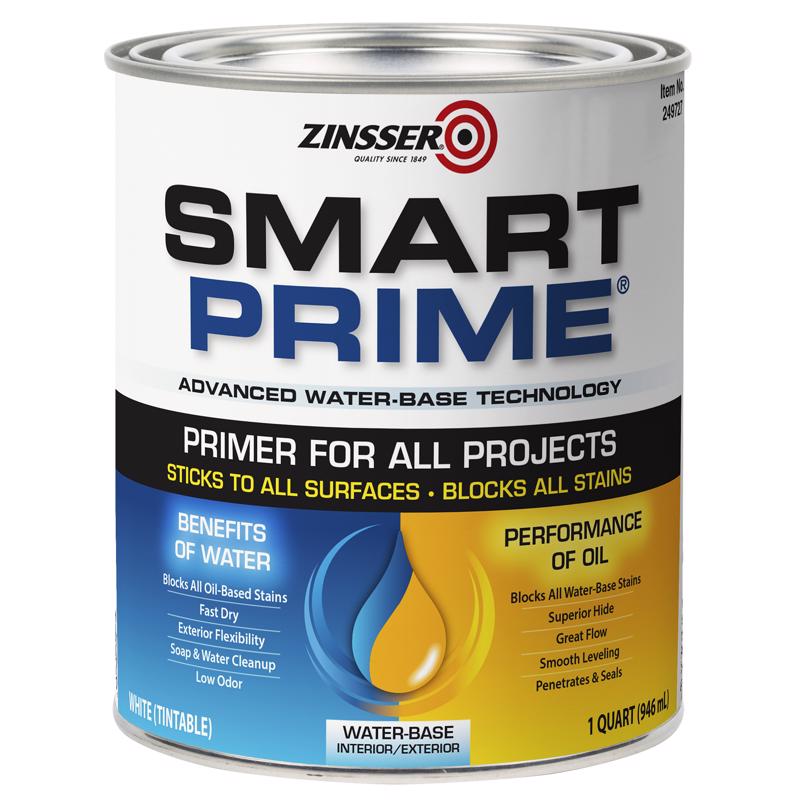 Zinsser Smart Prime White Water-Based Primer 1 qt, Pack of 6