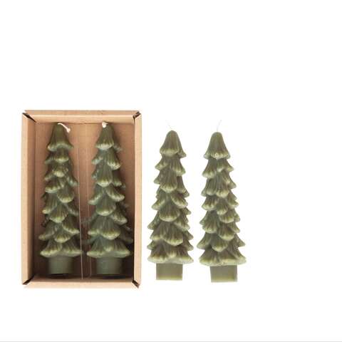 Creative Co-Op Flaire Evergreen Tree Taper Candle 5 in., Pack of 12