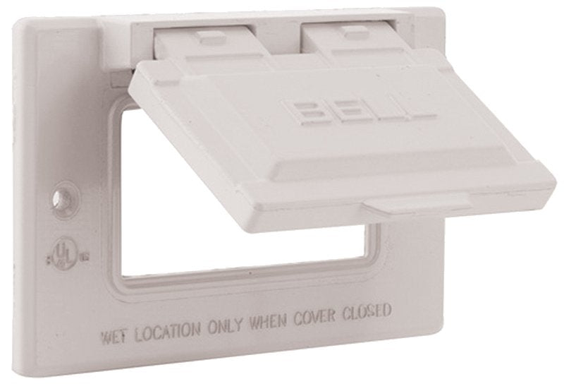 Hubbell 5101-6 Cover, Flip, Snap, 2-13/16 in L, 4-9/16 in W, 1-Gang, Metal, White, Powder-Coated, 6/CT