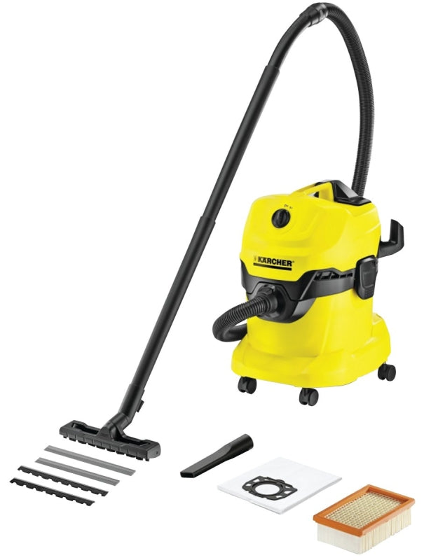 Karcher WD4 Series 1.348-115.0 Wet and Dry Vacuum Cleaner, 5.3 gal, 74 dBA, Pleated, 1800 W, 120 V