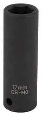 Vulcan MT6580215 Deep Impact Socket, 17 mm Socket, 1/2 in Drive, Deep Drive, 6-Point, Chrome Molybdenum Steel