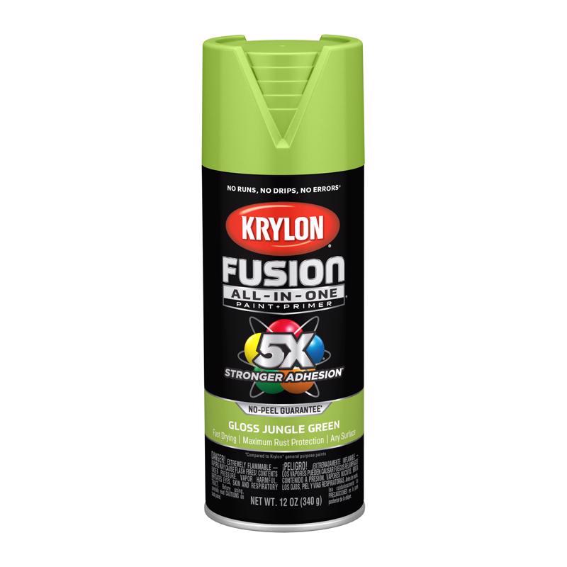Krylon Fusion All-In-One Gloss Jungle Green Paint+Primer Spray Paint 12 oz, Pack of 6