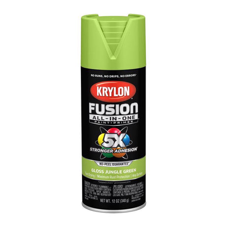 Krylon Fusion All-In-One Gloss Jungle Green Paint+Primer Spray Paint 12 oz, Pack of 6