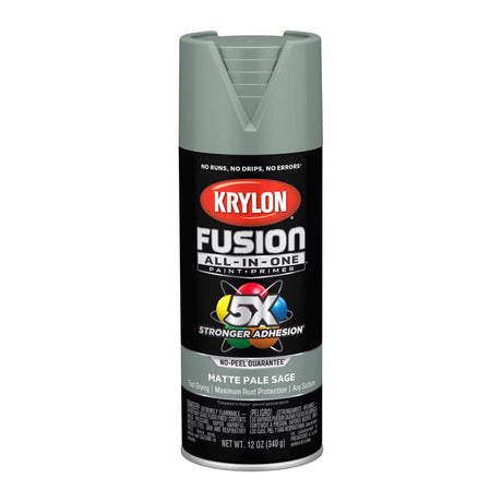 Krylon Fusion All-In-One Matte Pale Sage Paint+Primer Spray Paint 12 oz, Pack of 6