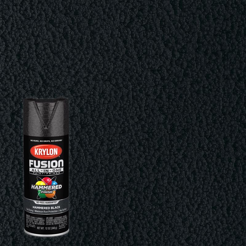 Krylon Fusion All-In-One Hammered Black Paint+Primer Spray Paint 12 oz, Pack of 6