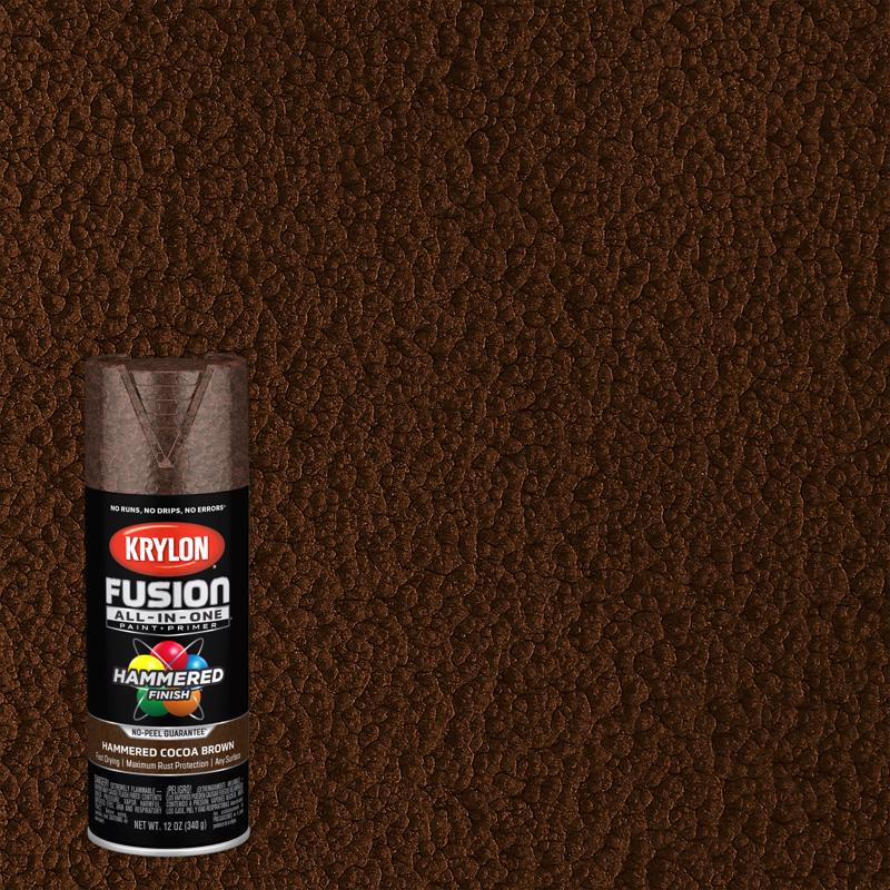 Krylon Fusion All-In-One Hammered Cocoa Brown Paint+Primer Spray Paint 12 oz, Pack of 6