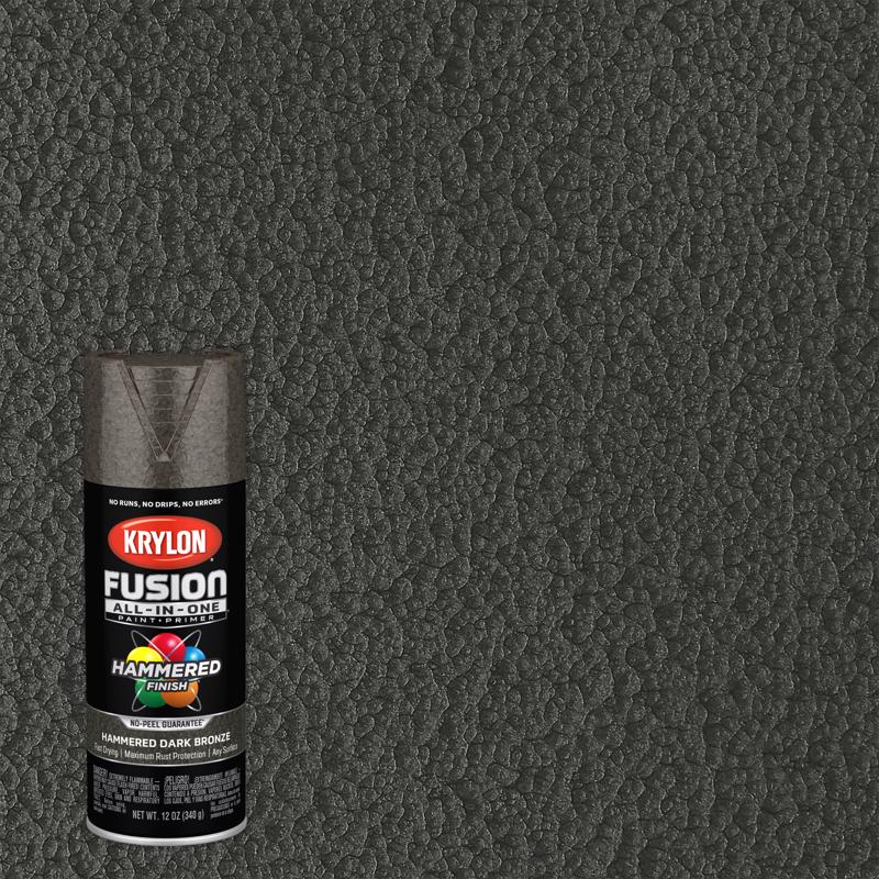 Krylon Fusion All-In-One Hammered Dark Bronze Paint+Primer Spray Paint 12 oz, Pack of 6