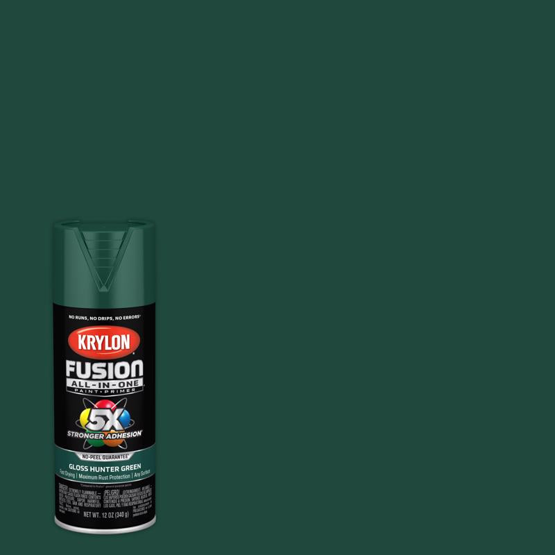 Krylon Fusion All-In-One Gloss Hunter Green Paint+Primer Spray Paint 12 oz, Pack of 6