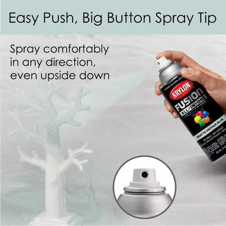 Krylon Fusion All-In-One Matte Vintage Blue Paint+Primer Spray Paint 12 oz, Pack of 6