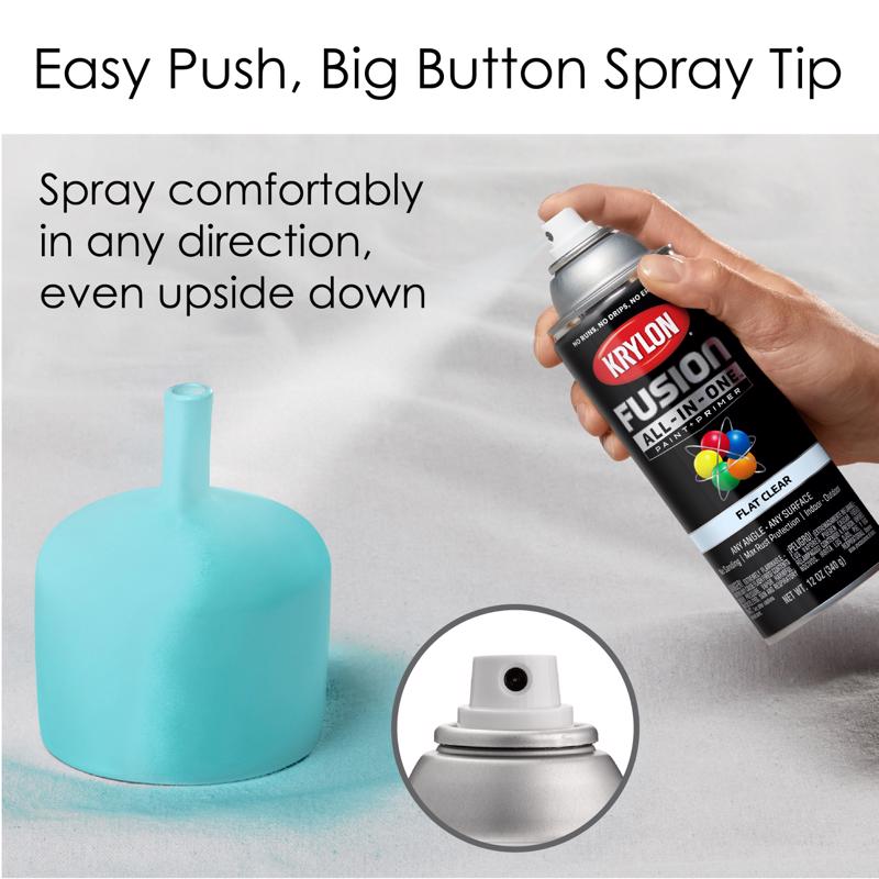 Krylon Fusion All-In-One Flat Clear Paint+Primer Spray Paint 12 oz, Pack of 6