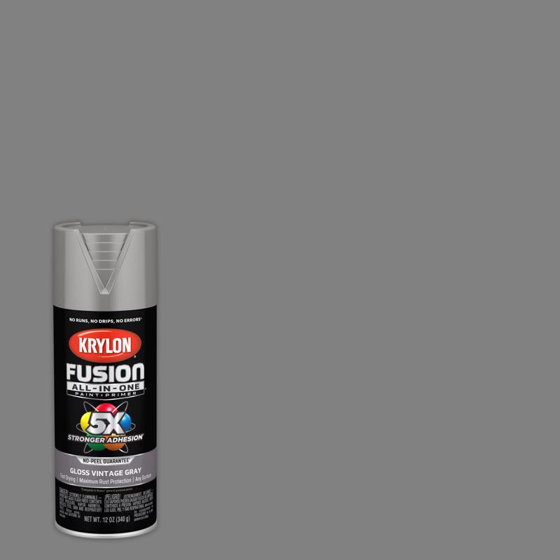 Krylon Fusion All-In-One Gloss Vintage Gray Paint+Primer Spray Paint 12 oz, Pack of 6