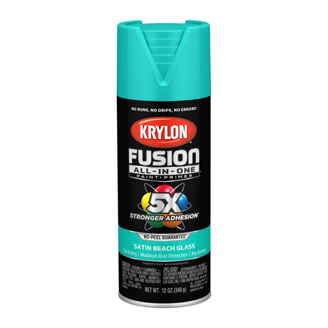 Krylon Fusion All-In-One Satin Beach Glass Paint+Primer Spray Paint 12 oz, Pack of 6