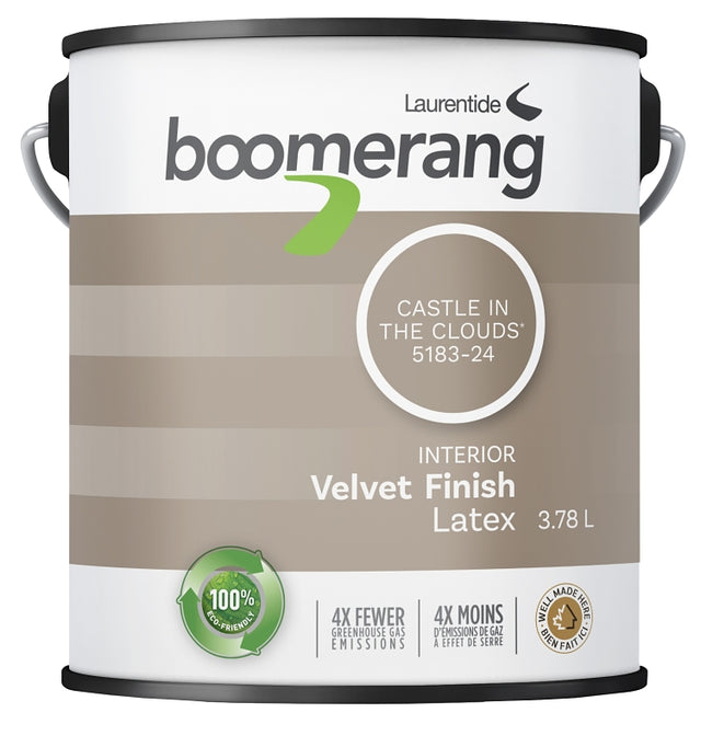 Boomerang 5183 Series 5183-24L19 Interior Paint, Velvet, Castle In The Cloud, 3.78 L, 40 sq-m Coverage Area