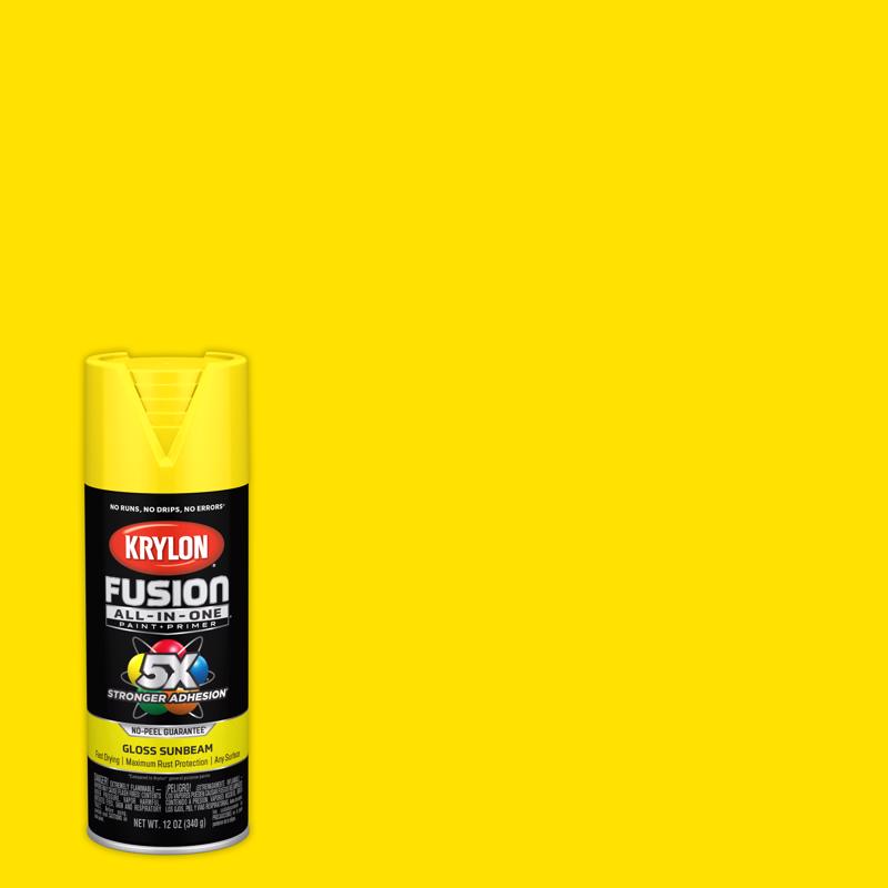 Krylon Fusion All-In-One Gloss Sunbeam Paint+Primer Spray Paint 12 oz, Pack of 6