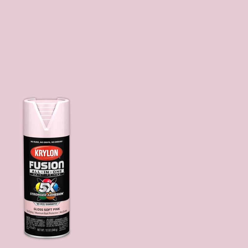 Krylon Fusion All-In-One Gloss Pink Blush Paint+Primer Spray Paint 12 oz, Pack of 6