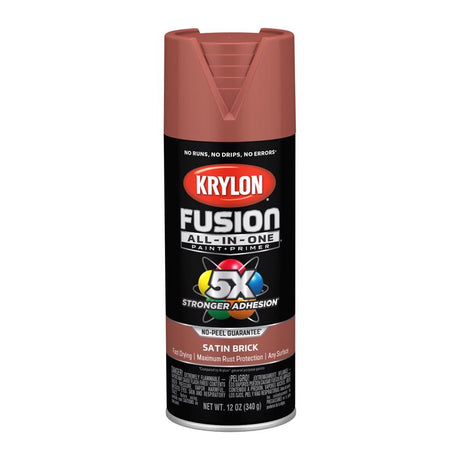 Krylon Fusion All-In-One Satin Brick Paint+Primer Spray Paint 12 oz, Pack of 6