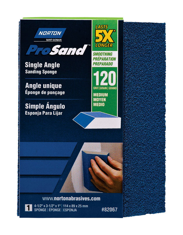 Norton ProSand 4.5 in. L X 3.5 in. W X 1 in. 120 Grit Medium Single Angle Sanding Sponge