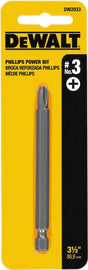 DEWALT DW2033 Power Bit Tip, #3 Drive, Phillips Drive, 1/4 in Shank, Hex Shank, 3 1/2 in L, Tool Steel