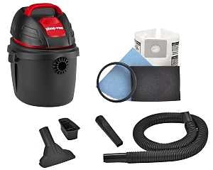 Shop-Vac 9303511 Wet/Dry Vacuum, 2.5 gal Vacuum, 60 cfm Air, 2.5 hp, 120 VAC, Black Housing