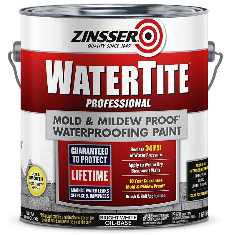 Zinsser WATERTITE 05001 Block Filler Paint, Oil Base, White, 1 gal, Can, 75 to 100 sq-ft/gal Coverage Area
