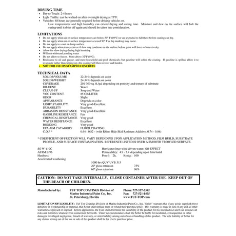 Tuf-Top Semi-Gloss Deep Tint Water-Based Acrylic Latex Floor & Driveway Coating 5 gal