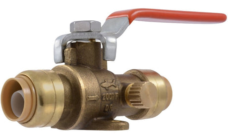 SharkBite 22304-0000LF Ball Valve, 1/2 in Connection, NPSM, 200 psi Pressure, Brass Body