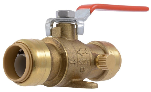 SharkBite 22305-0000LF Ball Valve, 3/4 in Connection, NPSM, 200 psi Pressure, Brass Body